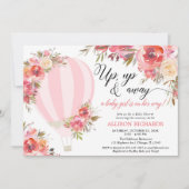 Blush roze luchtballon baby shower kaart (Voorkant)