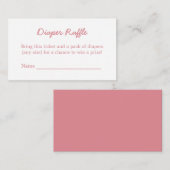 Blush Roze Luier Raffle Minimalistische Behuizing  Informatiekaartje (Voorkant / Achterkant)