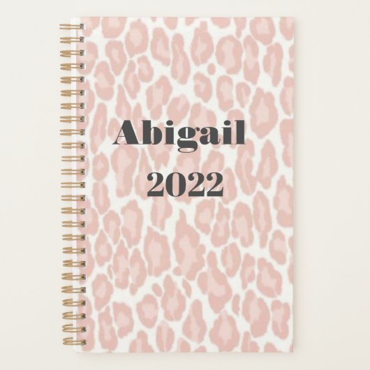 Blush roze luipaard afdrukken Moderne meisjesbenoe Planner (Voorkant)