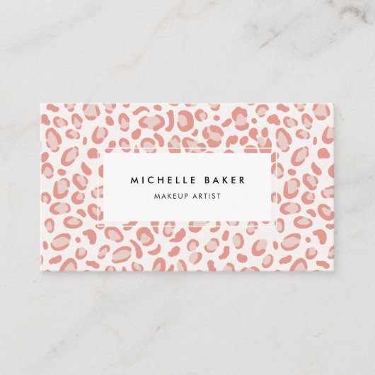 Blush roze luipaard patroon visitekaartje (Voorkant)