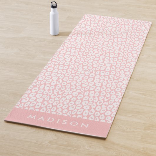 Blush roze luipaardprint gepersonaliseerd yogamat (In situ)