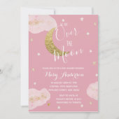 Blush Roze Maan en Sterren Waterverf Baby shower Kaart (Voorkant)