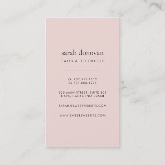 Blush roze macro's visitekaartje (Achterkant)