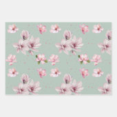 Blush Roze Magnolia Bloemen Waterverf Gift Inpakpapier Vel (Voorkant 3)