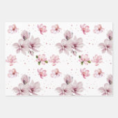 Blush Roze Magnolia Bloemen Waterverf Gift Inpakpapier Vel (Voorkant 2)