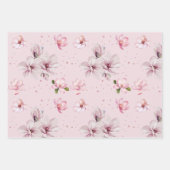 Blush Roze Magnolia Bloemen Waterverf Gift Inpakpapier Vel (Voorkant)