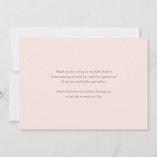 Blush Roze Magnolia en Hydrangea Baby shower Bedankkaart (Achterkant)