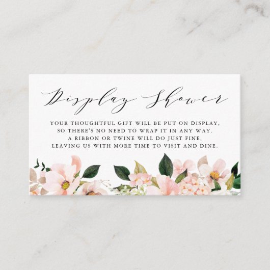 Blush Roze Magnolia en Hydrangea Display Douche Informatiekaartje (Voorkant)