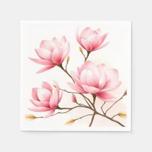 Blush roze Magnolia met gouden accenten Servet
