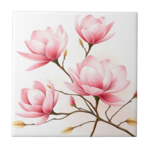 Blush roze Magnolia met gouden accenten Tegeltje