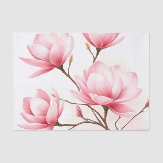 Blush roze Magnolia met gouden accenten Tissuepapier (Voorkant)