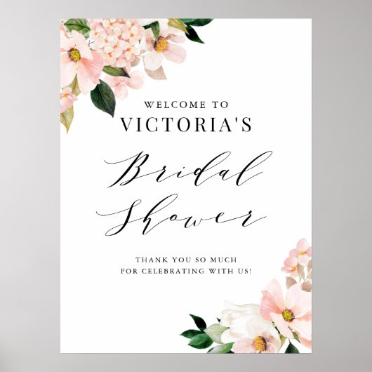 Blush Roze Magnolias Floral Vrijgezellenfeest Welk Poster (Voorkant)