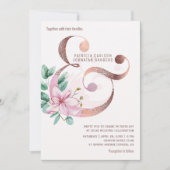 Blush roze magnolia's roos gouden ampersand bruilo kaart (Voorkant)