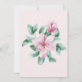Blush roze magnolia's roos gouden ampersand bruilo kaart (Achterkant)
