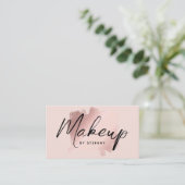 Blush roze make-up artist eyeliner belettering visitekaartje (Staand voorkant)