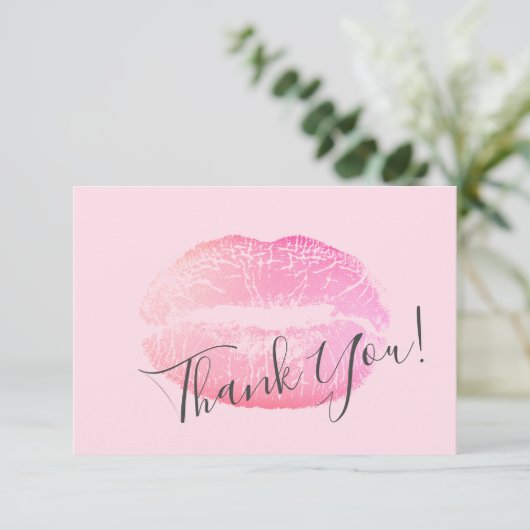 Blush Roze Make-up Schoonheid Lip Gloss Bedankkaart (Staand voorkant)
