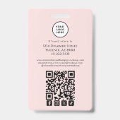 Blush Roze Make-up Script Logo Foto Badge (Achterkant)