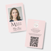 Blush Roze Makeup Script Logo Foto Badge (Voor- en achterkant)