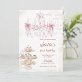 Blush Roze Marie Antoinette Uitnodiging (Staand voorkant)