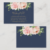 Blush Roze Marine Bloemen Bruiloft Wishing Well Informatiekaartje (Voorkant / Achterkant)
