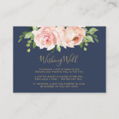 Blush Roze Marine Bloemen Bruiloft Wishing Well Informatiekaartje (Voorkant)