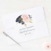 Blush roze marine bloemeneerste heilige communie ronde sticker (Envelop)