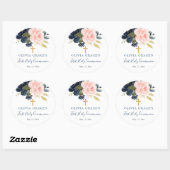 Blush roze marine bloemeneerste heilige communie ronde sticker (Vel)