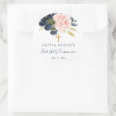 Blush roze marine bloemeneerste heilige communie ronde sticker (Tas)