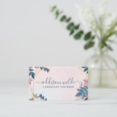 Blush Roze marine botanische bladeren geometrisch Visitekaartje (Staand voorkant)