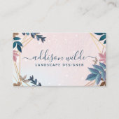 Blush Roze marine botanische bladeren geometrisch Visitekaartje (Voorkant)