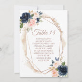Blush roze, marine & Gold Wedding Chart Kaart (Voorkant)