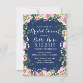 Blush roze marineblauw blauw bridal Shower-uitvind Kaart