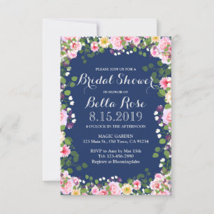 Blush roze marineblauw blauw bridal Shower-uitvind Kaart