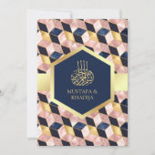Blush roze marineblauw Geometrische moslimhuwelijk Kaart (Voorkant)