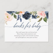 Blush roze marineblauw meisje baby shower boekaanv informatiekaartje (Voorkant)
