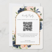 Blush Roze marineparket QR-code RSVP bruiloft Kaart (Achterkant)