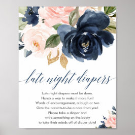 Blush roze marineschijf Late night diapers sign Poster