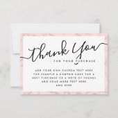 Blush roze marmer aangepaste logo dank je briefkaa bedankkaart (Voorkant)