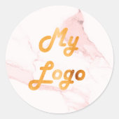 Blush roze marmer afbeelding business logo ronde sticker (Voorkant)