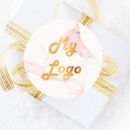 Blush roze marmer afbeelding business logo ronde sticker