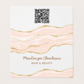 Blush Roze Marmer Agaat Goud Glitter QR Code Visitekaartje (Buitenkant ongevouwen)