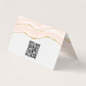 Blush Roze Marmer Agaat Goud Glitter QR Code Visitekaartje (Achterkant)