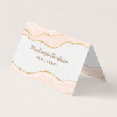 Blush Roze Marmer Agaat Goud Glitter QR Code Visitekaartje (Voorkant)