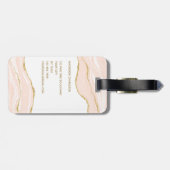 Blush Roze marmer Agate Gold Glitter Bagagelabel (Achterkant horizontaal)