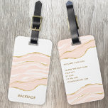Blush Roze marmer Agate Gold Glitter Bagagelabel<br><div class="desc">Blush roze waterverf grijpt met faux gouden glitter-details om echt in een menigte op te vallen. Voeg je eigen details toe om je aan te passen.</div>