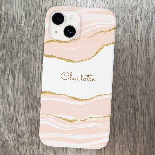 Blush Roze marmer Agate Gold Glitter, speciaal gep Case-Mate iPhone Case