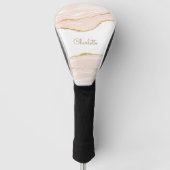 Blush Roze marmer Agate Gold Glitter, speciaal gep Golfheadcover (Voorkant)