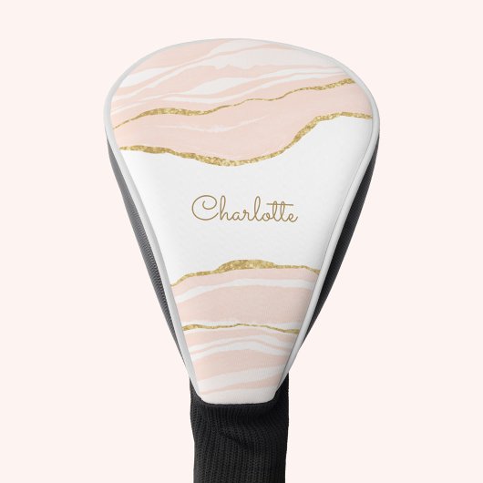 Blush Roze marmer Agate Gold Glitter, speciaal gep Golfheadcover