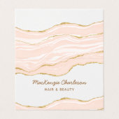 Blush Roze marmer Agate Gold Glitter Visitekaartje (Buitenkant ongevouwen)