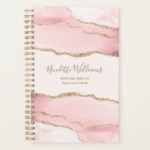 Blush roze marmer Agate, speciaal aangepast Planner (Voorkant)